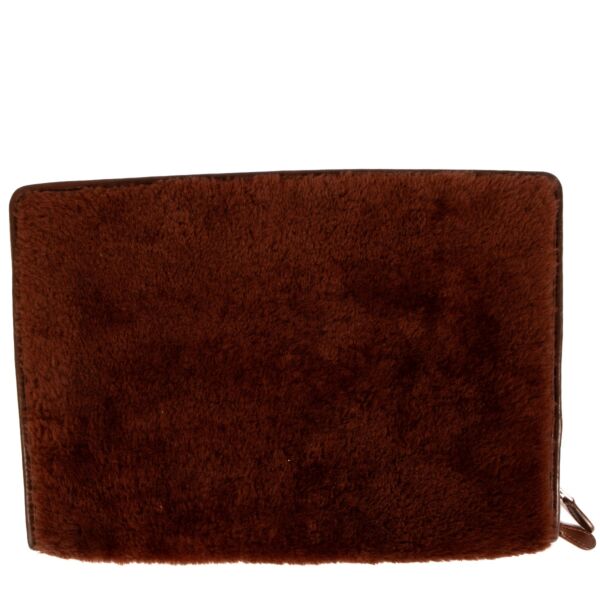 Balenciaga Burgundy Fur Clutch Bag