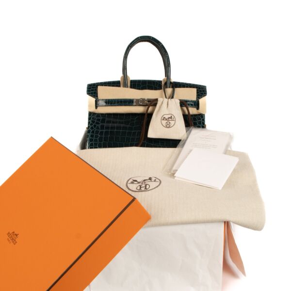 Hermès Birkin 30 Bleu Colvert Shiny Porosus Crocodile PHW