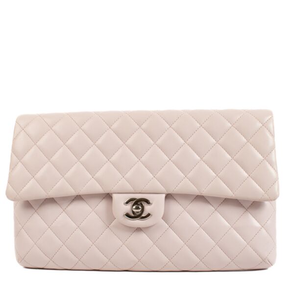 Chanel Pale Pink Quilted Clutch Bag