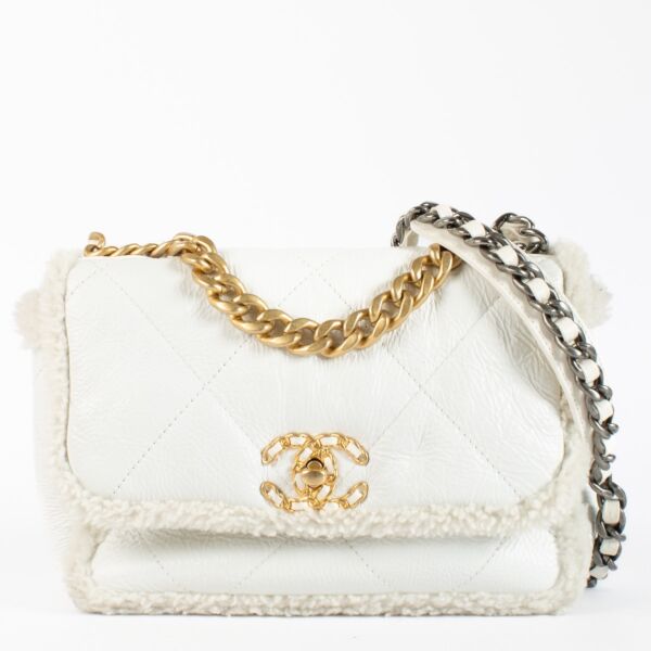 shop 100% authentic second hand Chanel White Shearling Medium Chanel 19 Bag on Labellov.com