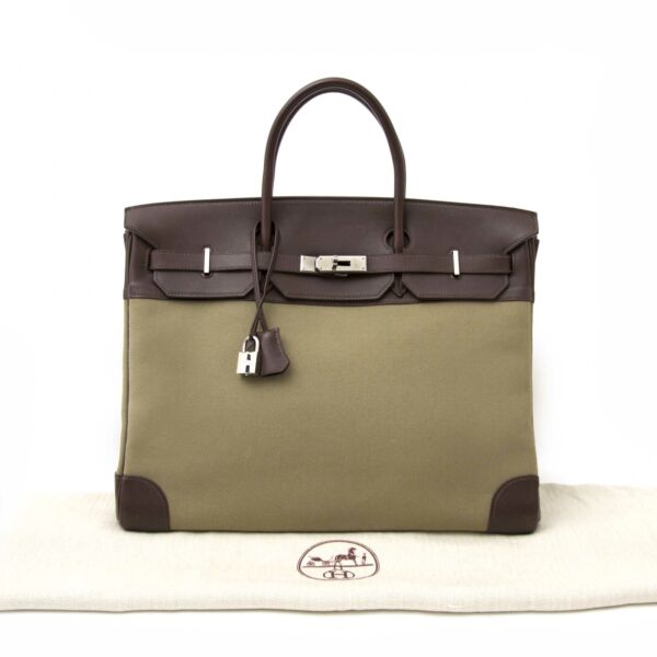 Hermès Birkin 40 Canvas Bicolor Toile/Cuir Swift PHW