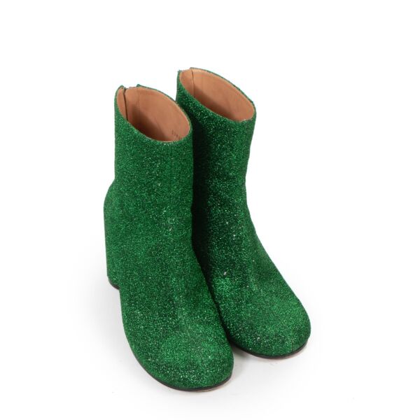 Maison Margiela Green Glitter Ankle Boots - size 37,5