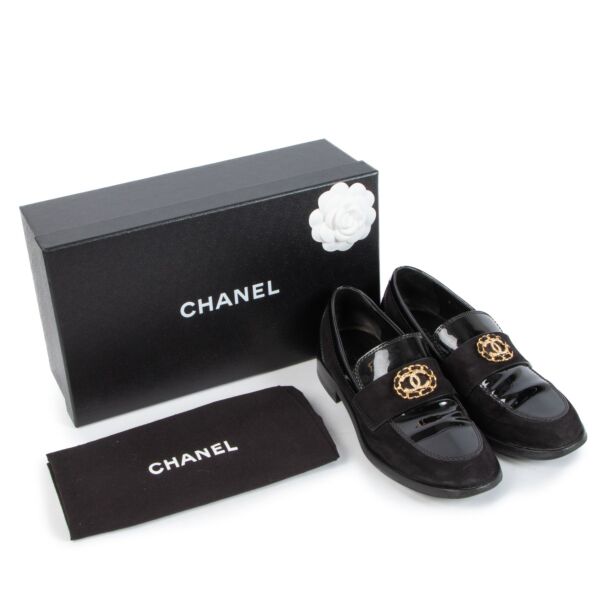 Chanel Black CC Crystal Chain Loafers - Size 39