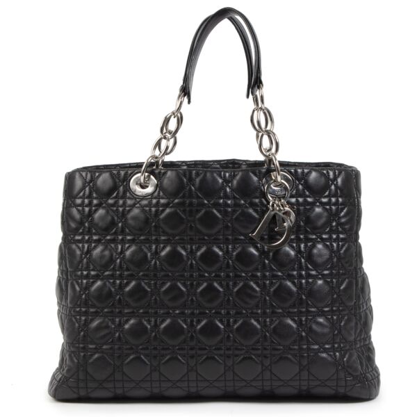 Authentic second-hand vintage Dior Black Large Shopping Tote buy online webshop LabelLOV