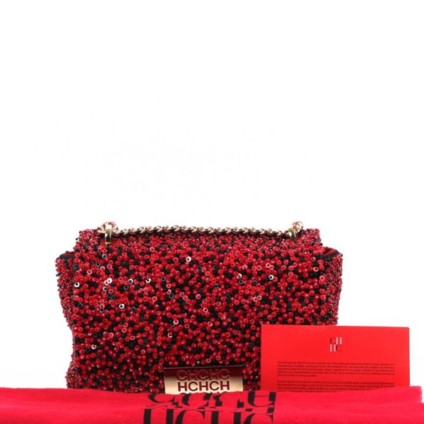 Carolina Herrera Red Sequin Shoulder Bag