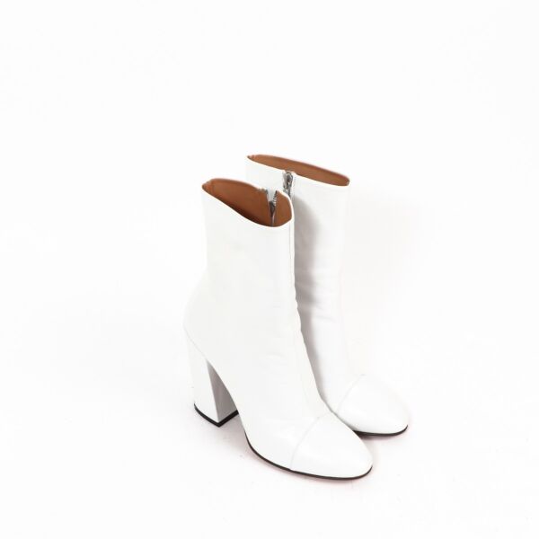 Dries Van Noten White Leather Ankle Boots - Size 38,5