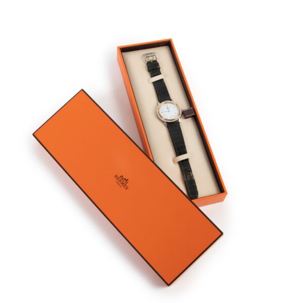Hermès Green Alligator Clipper 34mm Watch