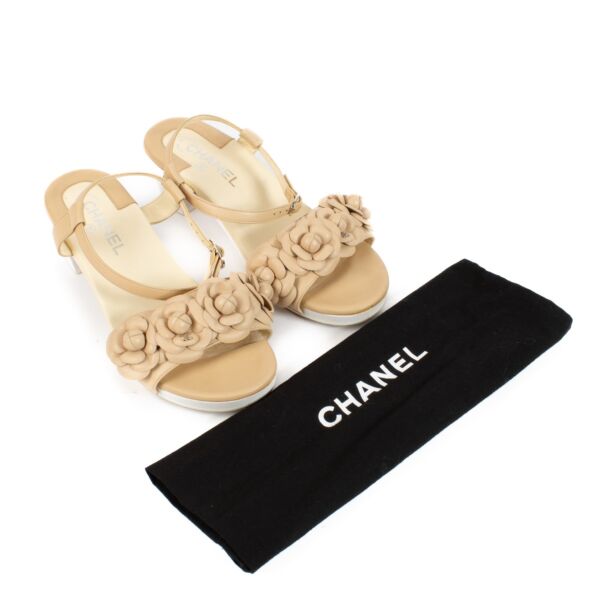 Chanel Beige Camellia Sandals - Size 39