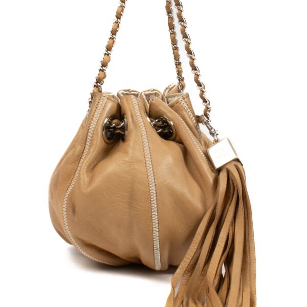 Chanel Beige Leather Cordon Mini Bucket Chain Bag