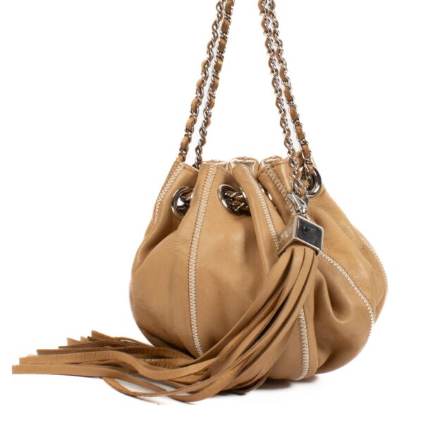 Chanel Beige Leather Cordon Mini Bucket Chain Bag