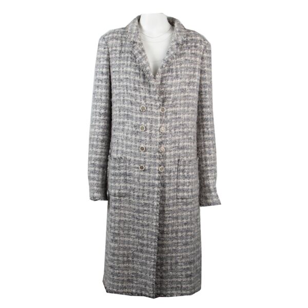 Chanel 05A Grey Silver Tweed Bouclé Coat