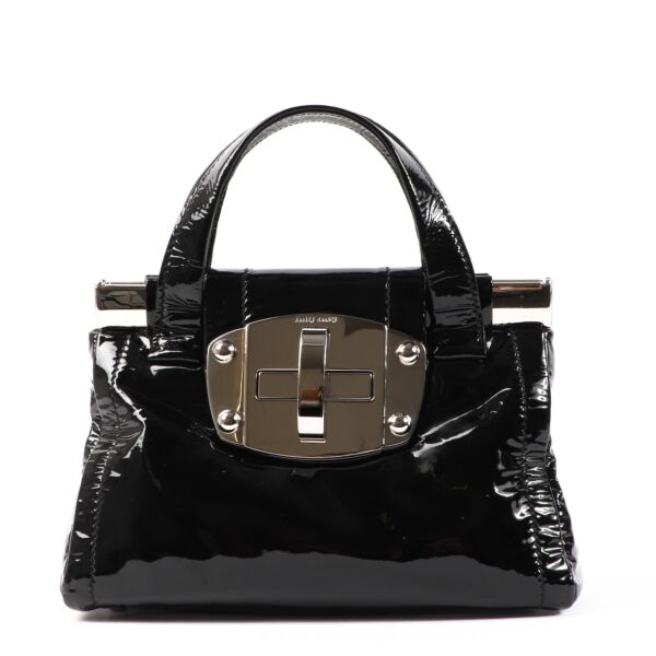 Miu Miu Black Patent Leather Turnlock Small Handbag