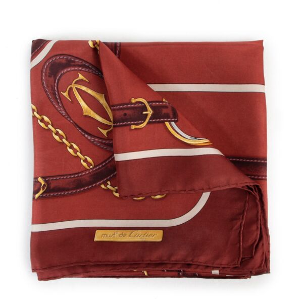 Shop safe online an 100% authentic second hand Must De Cartier Burgundy Scarf in good preloved condition at Labellov in Antwerp.