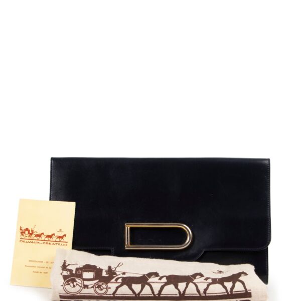 Delvaux Blue Leather D Clutch