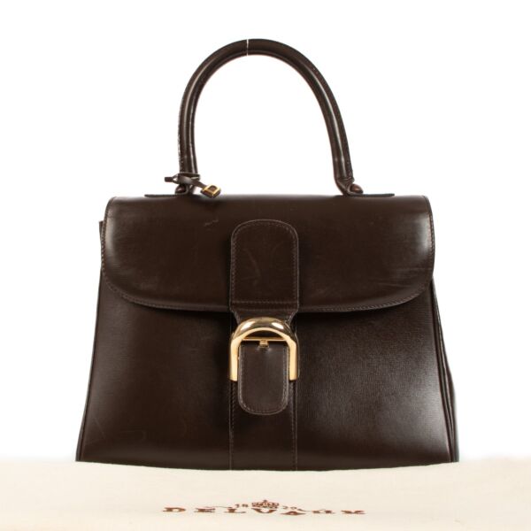 Delvaux 1970s Brillant MM Brown Box Calf