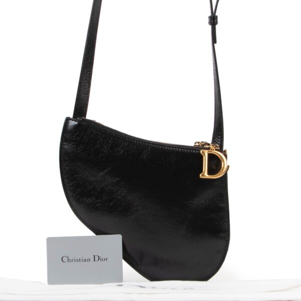 Dior Black Saddle Triple Zip Crossbody Clutch Leather