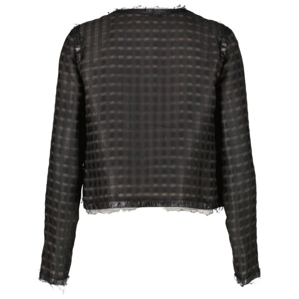 Chanel Spring 2009 Black Silk Check Jacket - Size 38