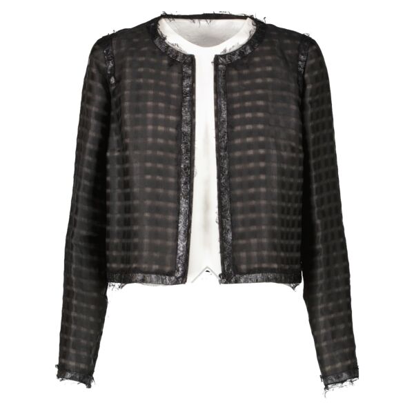 Chanel 09P Black Silk Check Jacket