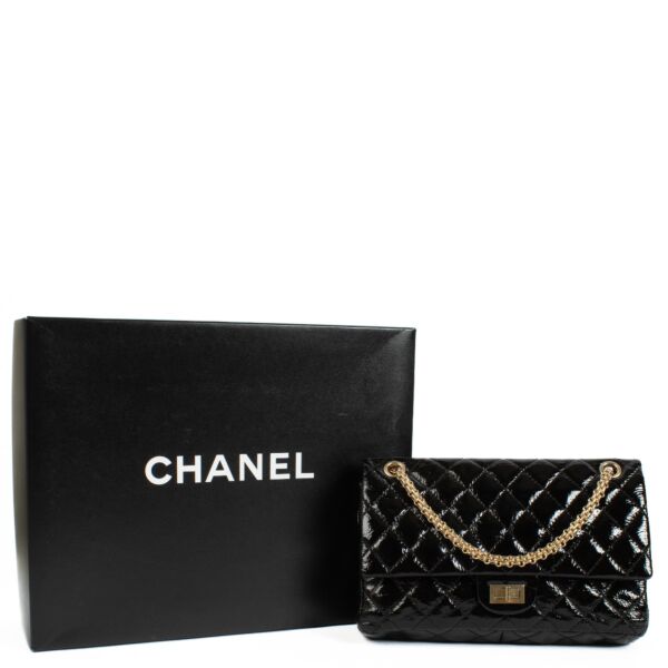 Chanel Black Patent Leather Medium 2.55 Bag