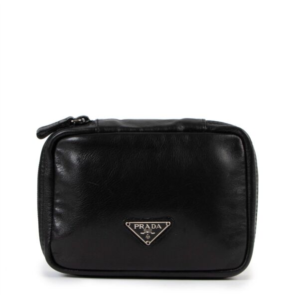 Authentic second hand Prada Black Logo Leather Pouch at Labellov