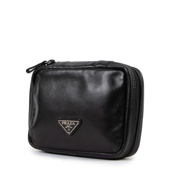 Prada Black Logo Leather Pouch