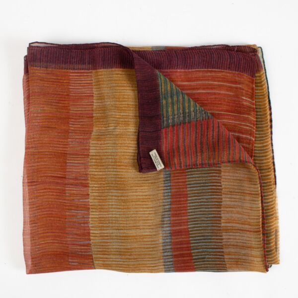 Authentic Preloved Delvaux Red Silk Mouselline Shawl Scarf on Labellov.com