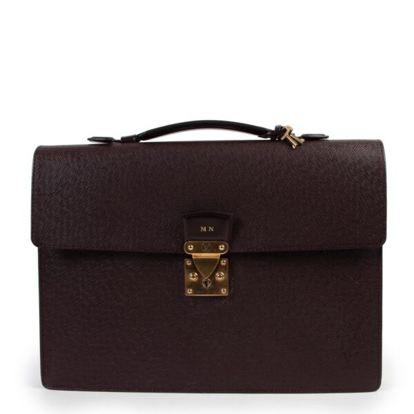 shop authentic vintage Louis Vuitton Serviette Kourad Acajou Taiga Leather Briefcase at Labellov