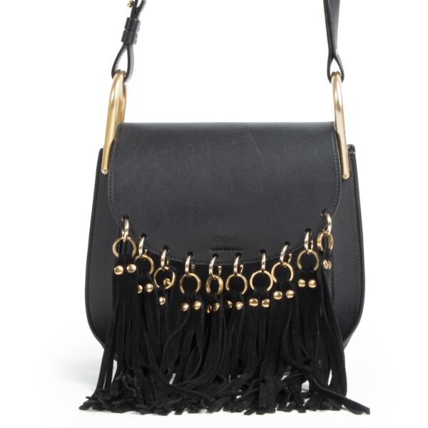 Chloé Black Leather Small Hudson Fringe Bag