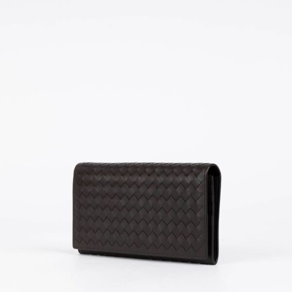 Bottega Veneta Brown Intrecciato Flap Wallet