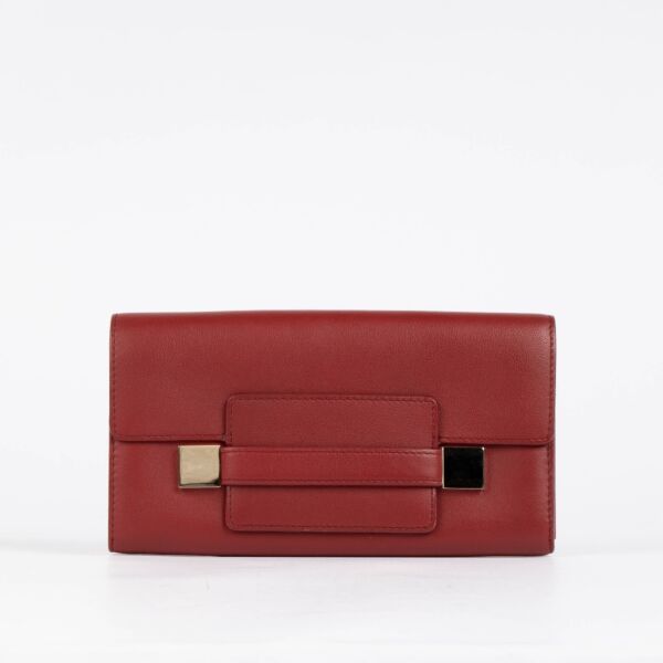 Authentic pre-loved Delvaux Red Leather Madame Long Wallet on Labellov.com