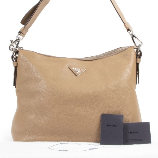 Prada Camel Leather Shoulder Bag