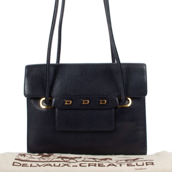 Delvaux Marine Blue Leather Shoulder Bag