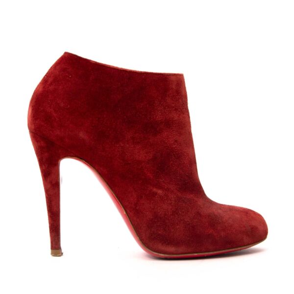 koop Christian Louboutin Dark Red Ankle Boots - Size 36 bij labellov aan een goede prijs