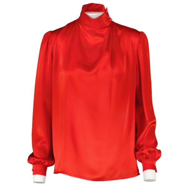 Valentino Red Silk Satin Blouse - Size IT 40