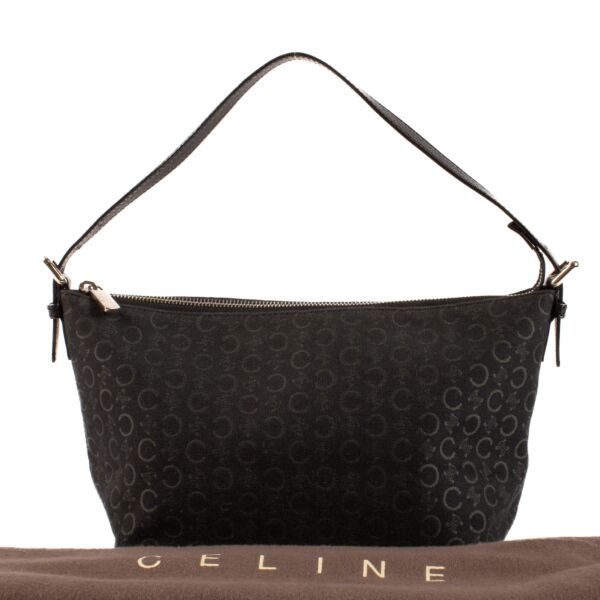 Celine Black Triomphe Canvas Baguette Bag
