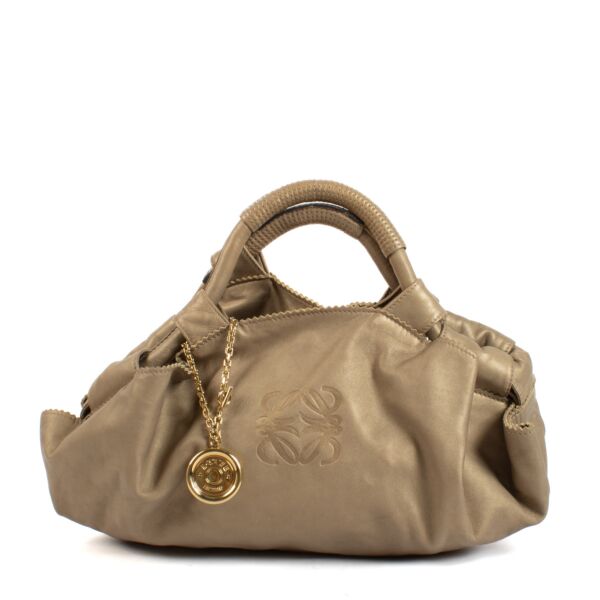 Loewe Matte Gold Metallic Pouch Bag