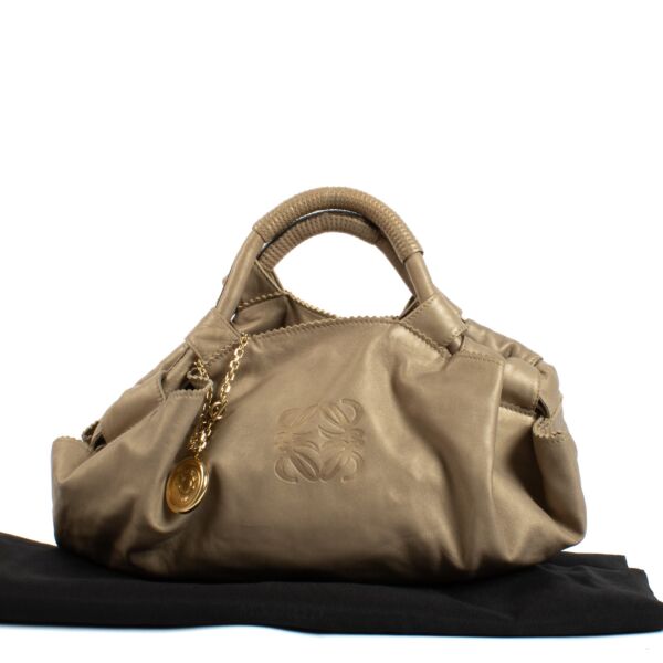 Loewe Matte Gold Metallic Pouch Bag