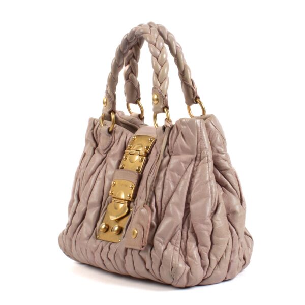 Miu Miu Dusty Pink Matelasse Top Handle Bag