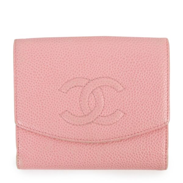 Chanel Pink Caviar Leather Timeless CC Wallet 
