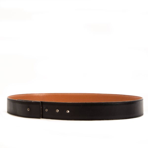 Hermès Reversible Gold Courchevel/Black Box Leather Belt - Size 80