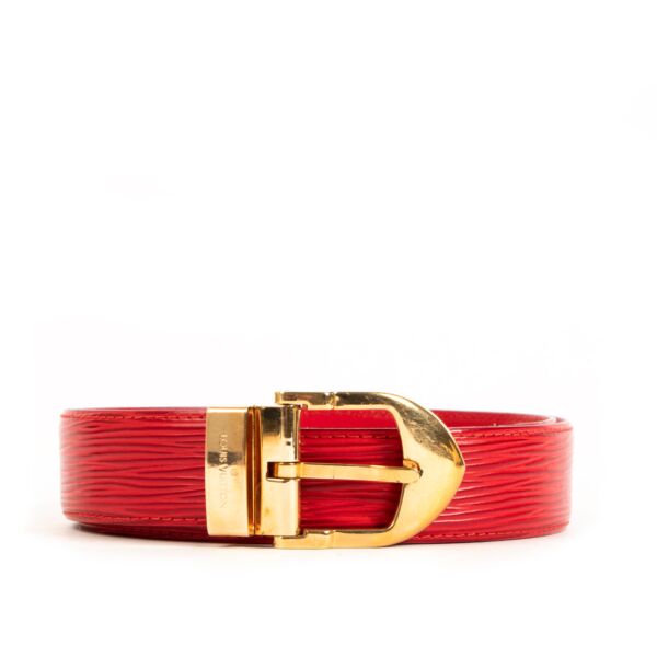 Louis Vuitton Ceinture Classic Vintage Red Epi Leather Belt - Size 110