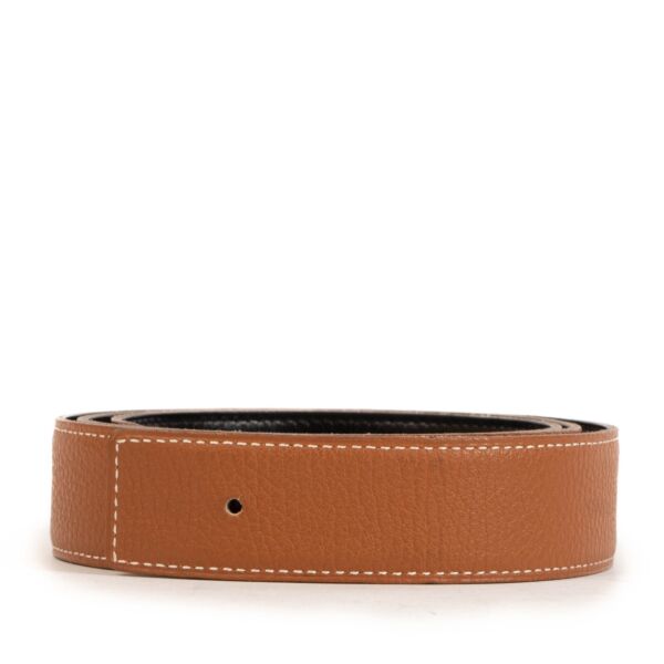 Hermès Reversible Gold Evergrain/Black Box Leather Belt