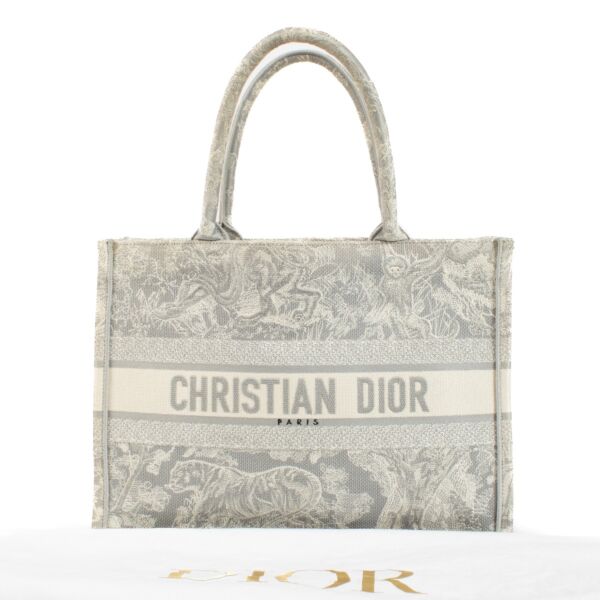 Christian Dior Grey Toile De Jouy Medium Book Tote