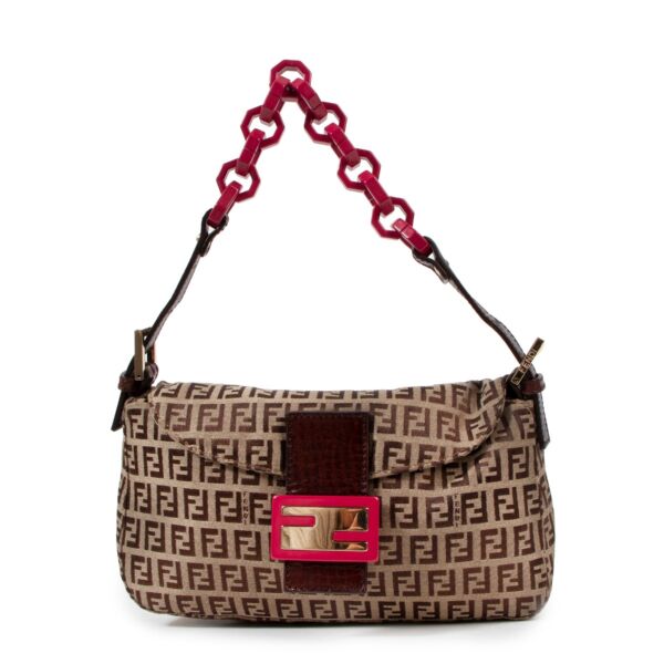 Fendi Baguette Zucchino FF Pink Acrylic Chain Bag