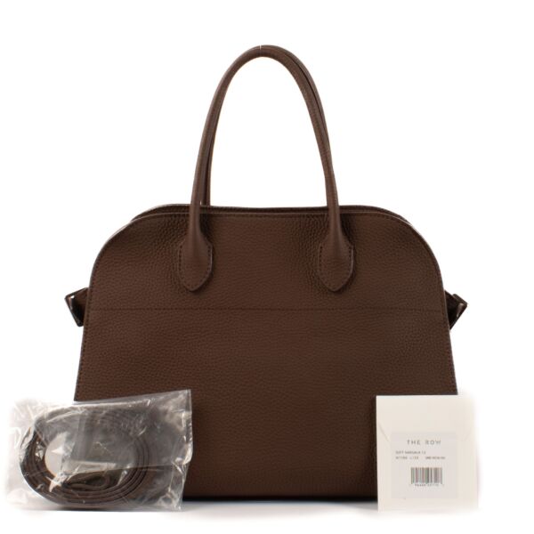 The Row Dark Mocha Leather Soft Margaux 12 Bag