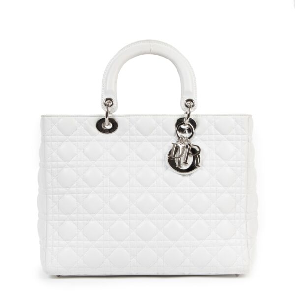 Dior Lady Dior White Large Top Handle pour le meilleur prix chez Labellov à Anvers