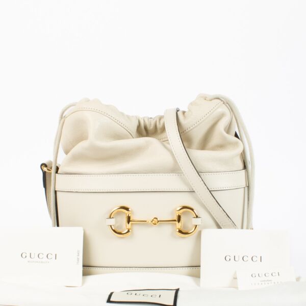 Gucci White Horsebit 1955 Bucket Bag