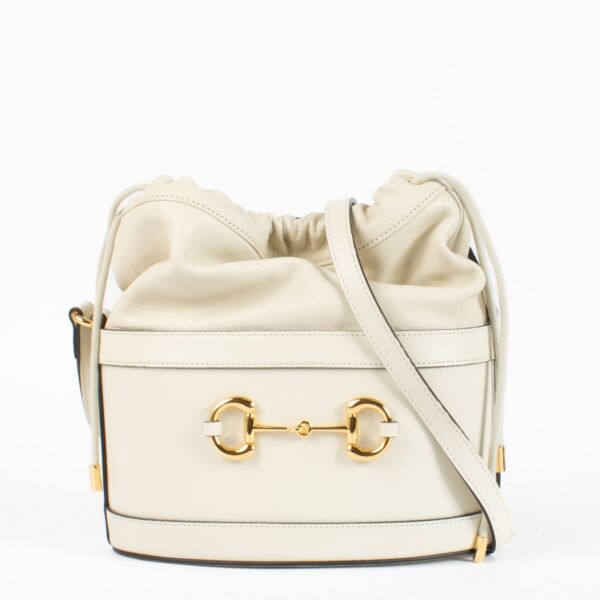 Authentic preloved Gucci White Horsebit 1955 Bucket Bag on Labellov.com