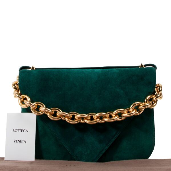 Bottega Veneta Mount Medium Emerald Green Suede Shoulder Bag