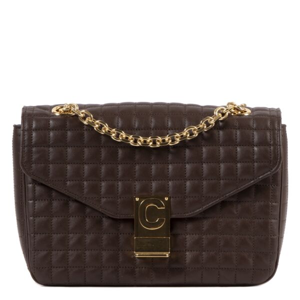 Celine Brown Quilted Leather Medium C Bag